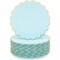 50-Pack Baby Blue Disposable Plates - Scalloped Plastic Plates with Gold Foil Rim for Birthday Party, Baby Shower (9 In)